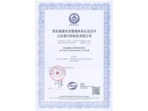 职业健康管理体系认证证书